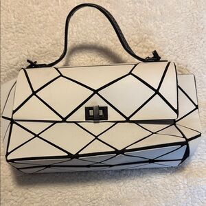 Geometric White and Black Handbag